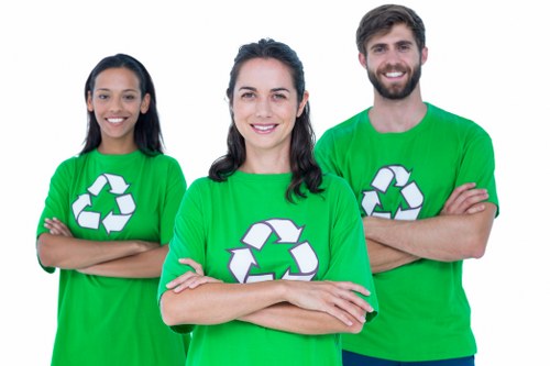 Professional waste management team at a Hornsey building site